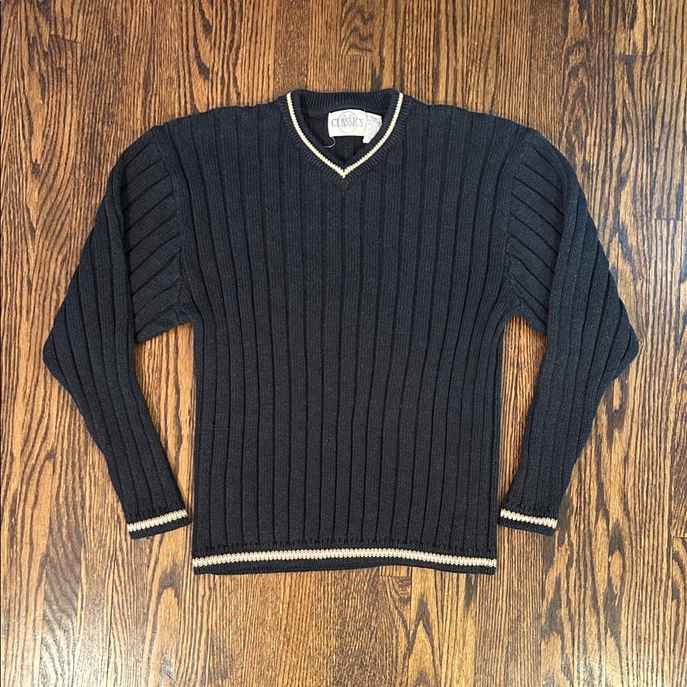 Vintage 90s V-Neck Cotton Knit Sweater